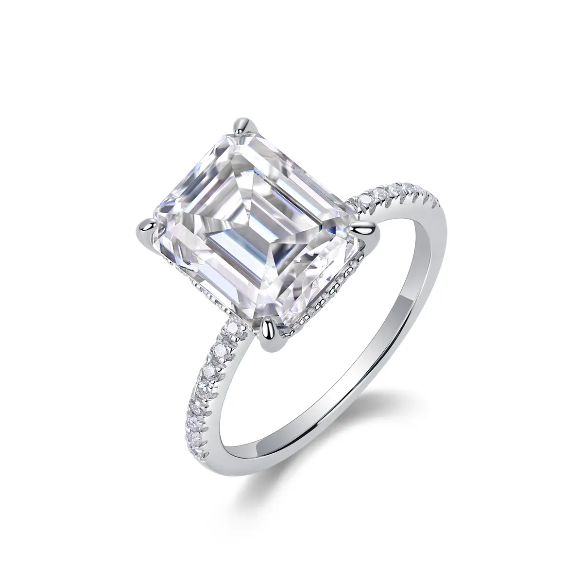 luxury emerald cut moissanite ring for anniversary or engagement