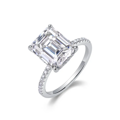 luxury emerald cut moissanite ring for anniversary or engagement