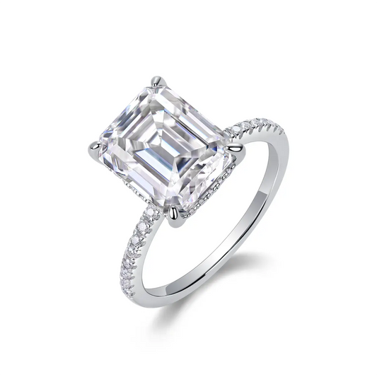 luxury emerald cut moissanite ring for anniversary or engagement