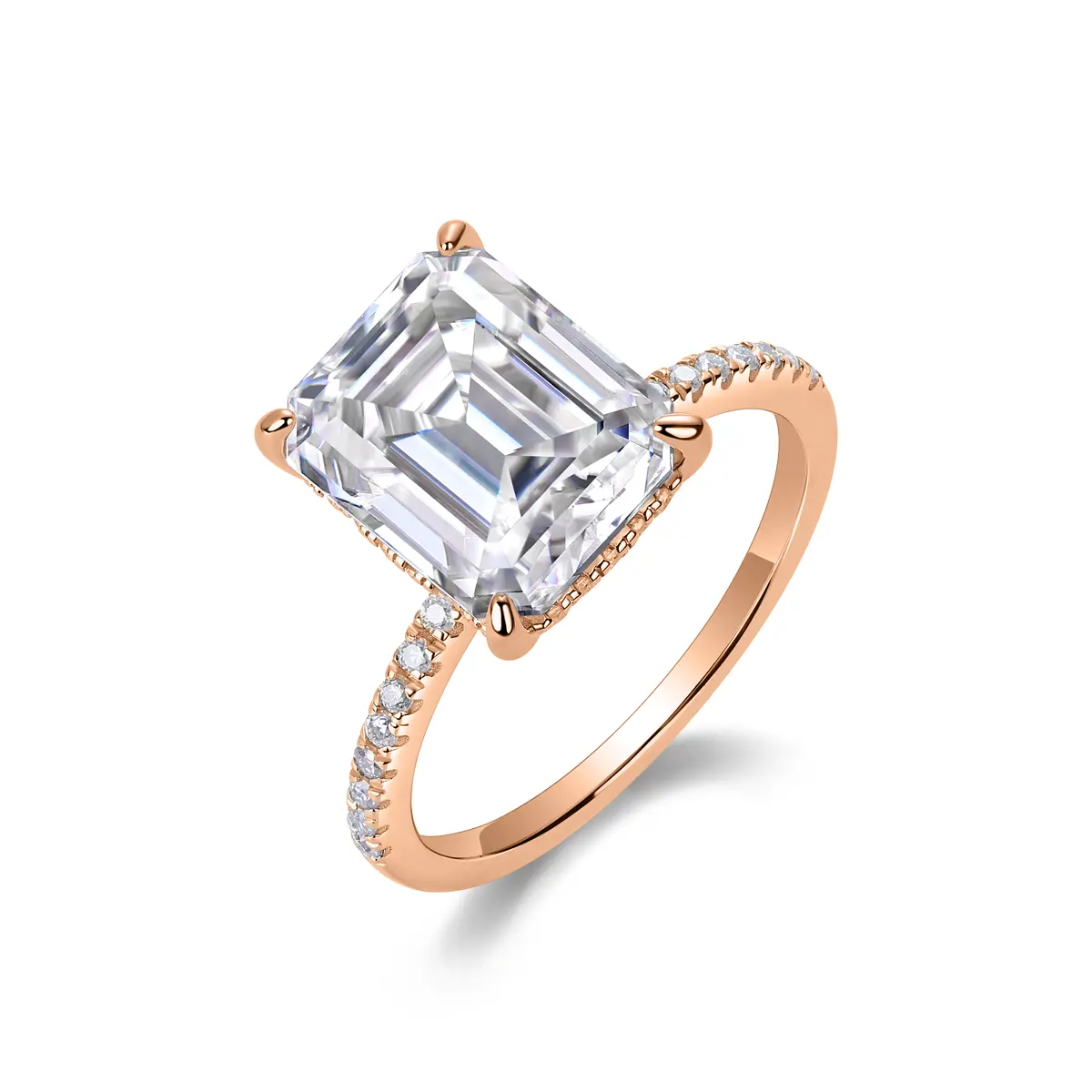 luxury emerald cut moissanite ring for anniversary or engagement