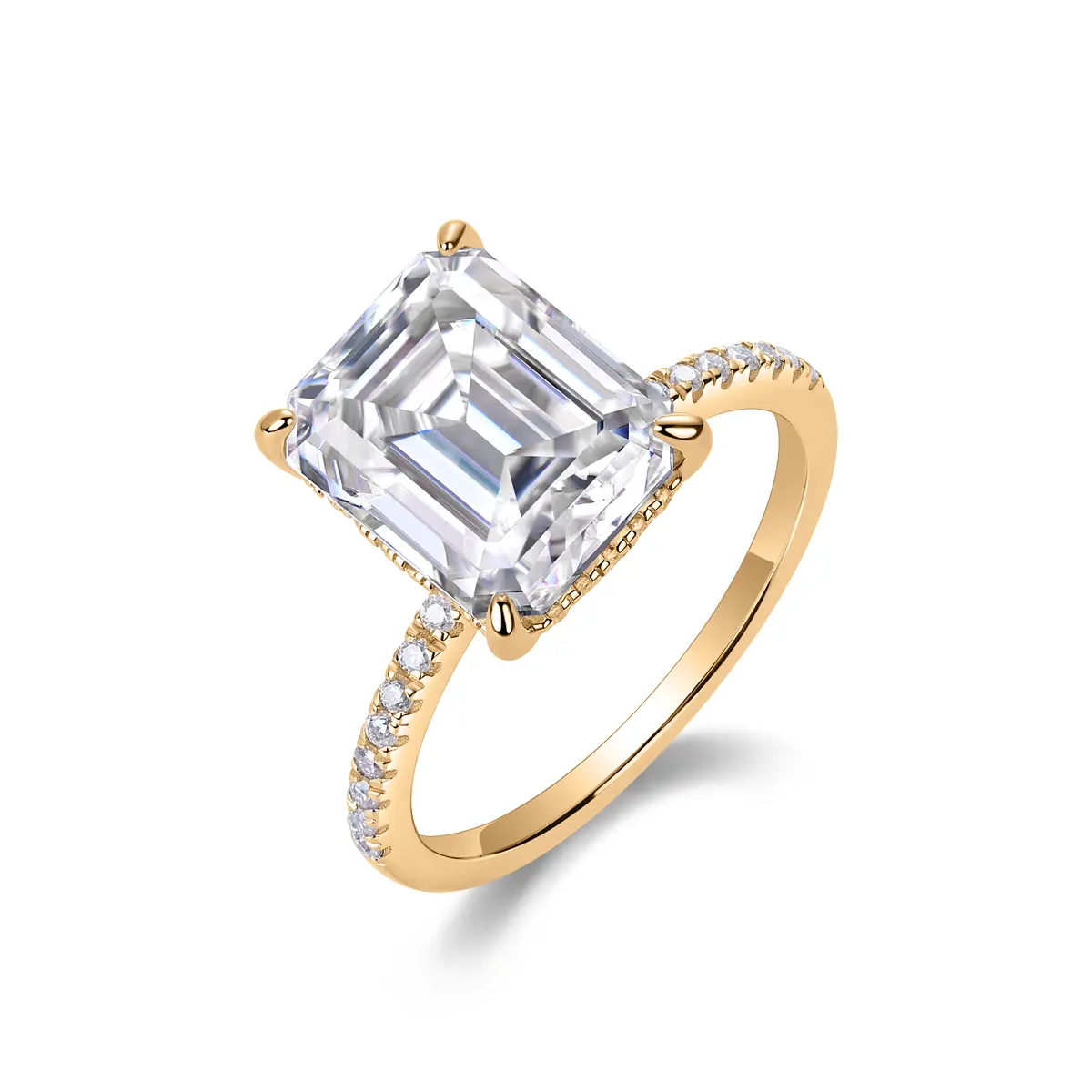 luxury emerald cut moissanite ring for anniversary or engagement