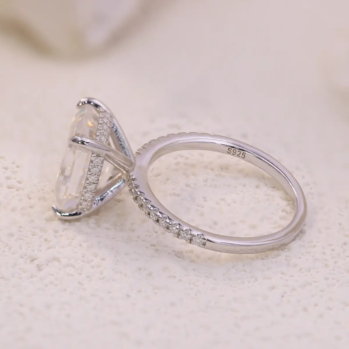 luxury emerald cut moissanite ring for anniversary or engagement