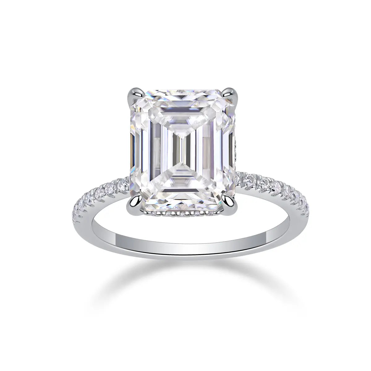 luxury emerald cut moissanite ring for anniversary or engagement