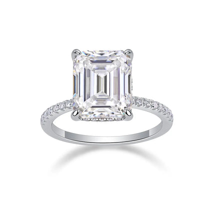 luxury emerald cut moissanite ring for anniversary or engagement