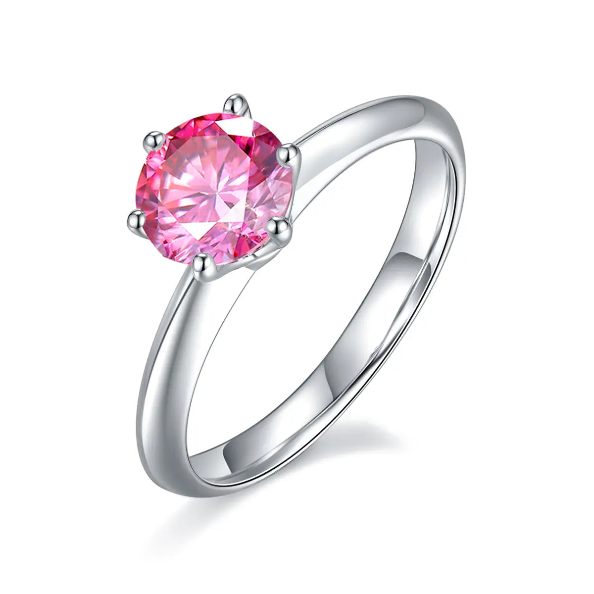 Classic 1 ct moissanite ring, 925 silver with 18K white gold plating