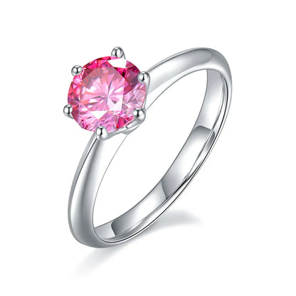 Classic 1 ct moissanite ring, 925 silver with 18K white gold plating