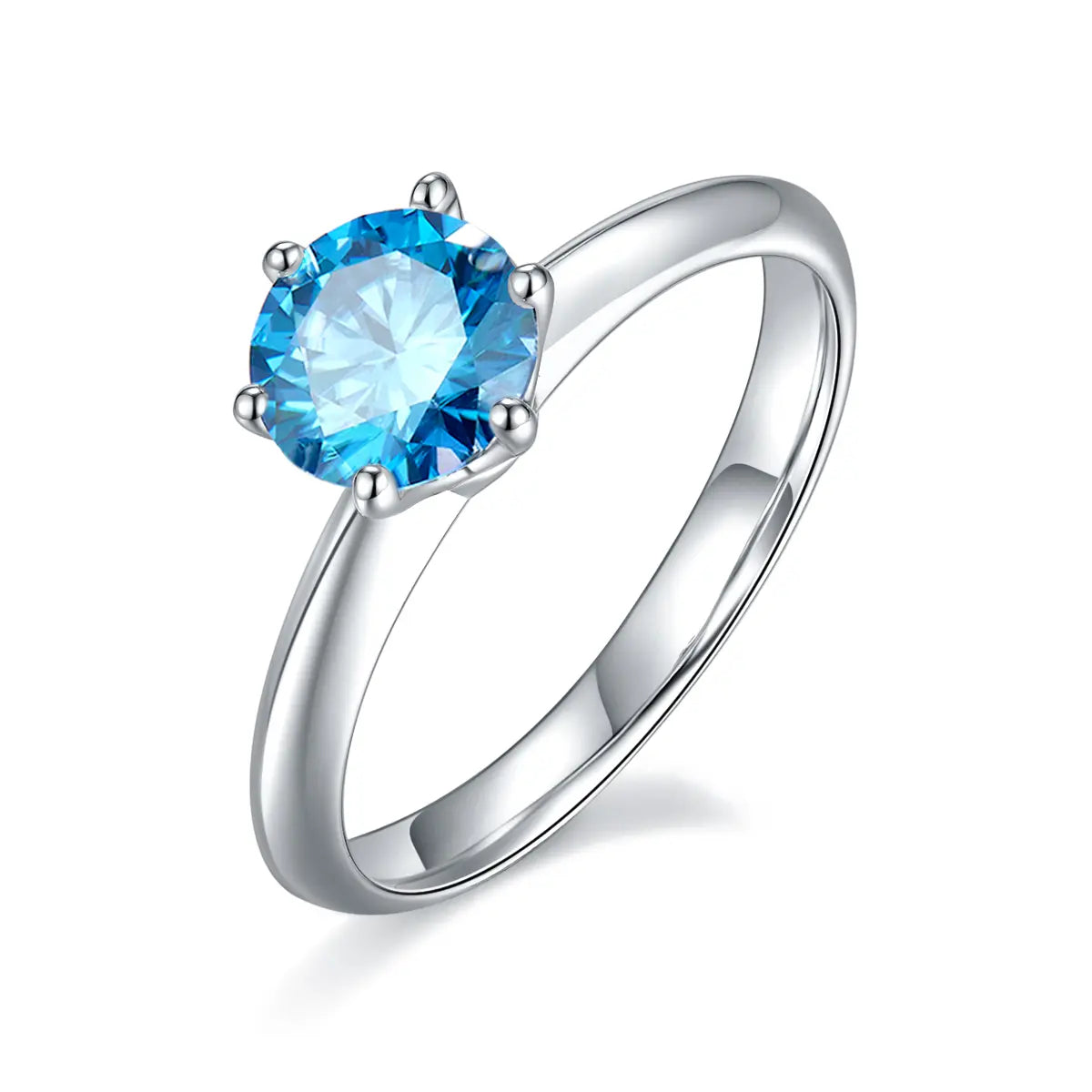 Classic 1 ct moissanite ring, 925 silver with 18K white gold plating