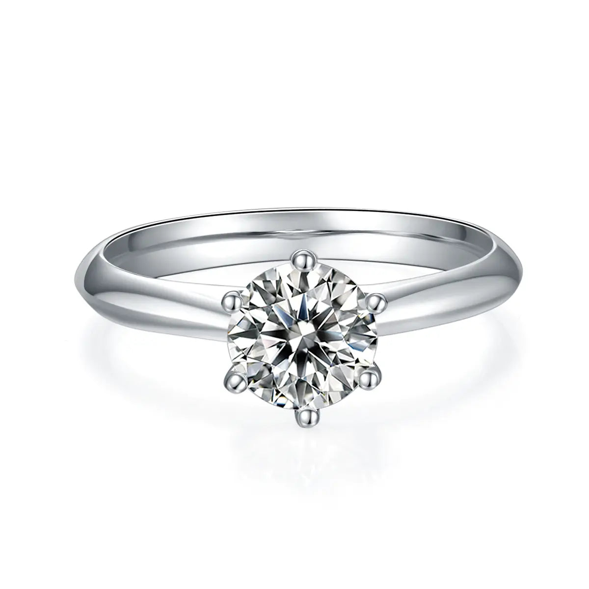 Classic 1 ct moissanite ring, 925 silver with 18K white gold plating