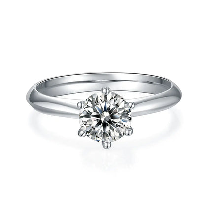 Classic 1 ct moissanite ring, 925 silver with 18K white gold plating