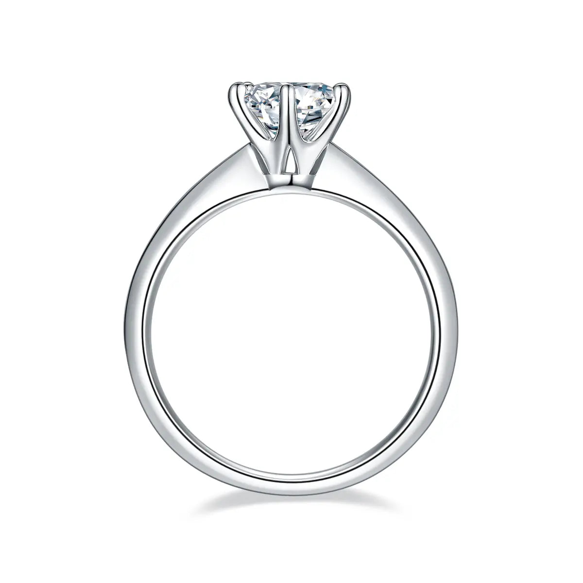 Classic 1 ct moissanite ring, 925 silver with 18K white gold plating