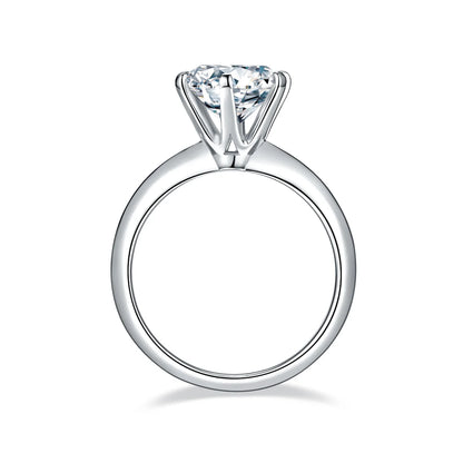 3ct Round Moissanite Classic Six-Prong Engagement Ring in 925 Sterling Silver with 18K White Gold Plating – Elegant and Timeless Sparkle