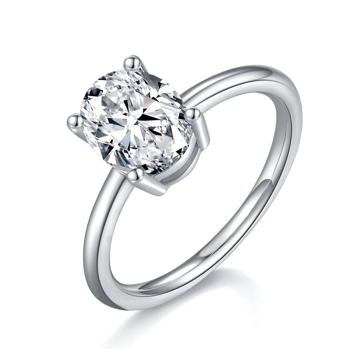 3ct pear radiant cut moissanite solitaire ring in 925 sterling silver with 18k white gold plating