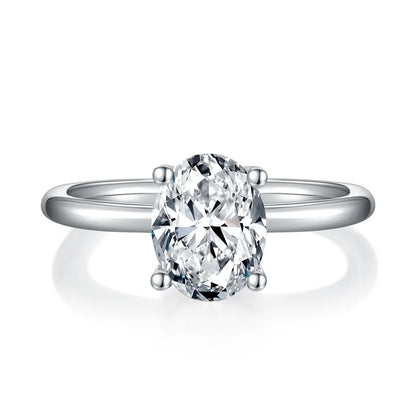 3ct pear radiant cut moissanite solitaire ring in 925 sterling silver with 18k white gold plating