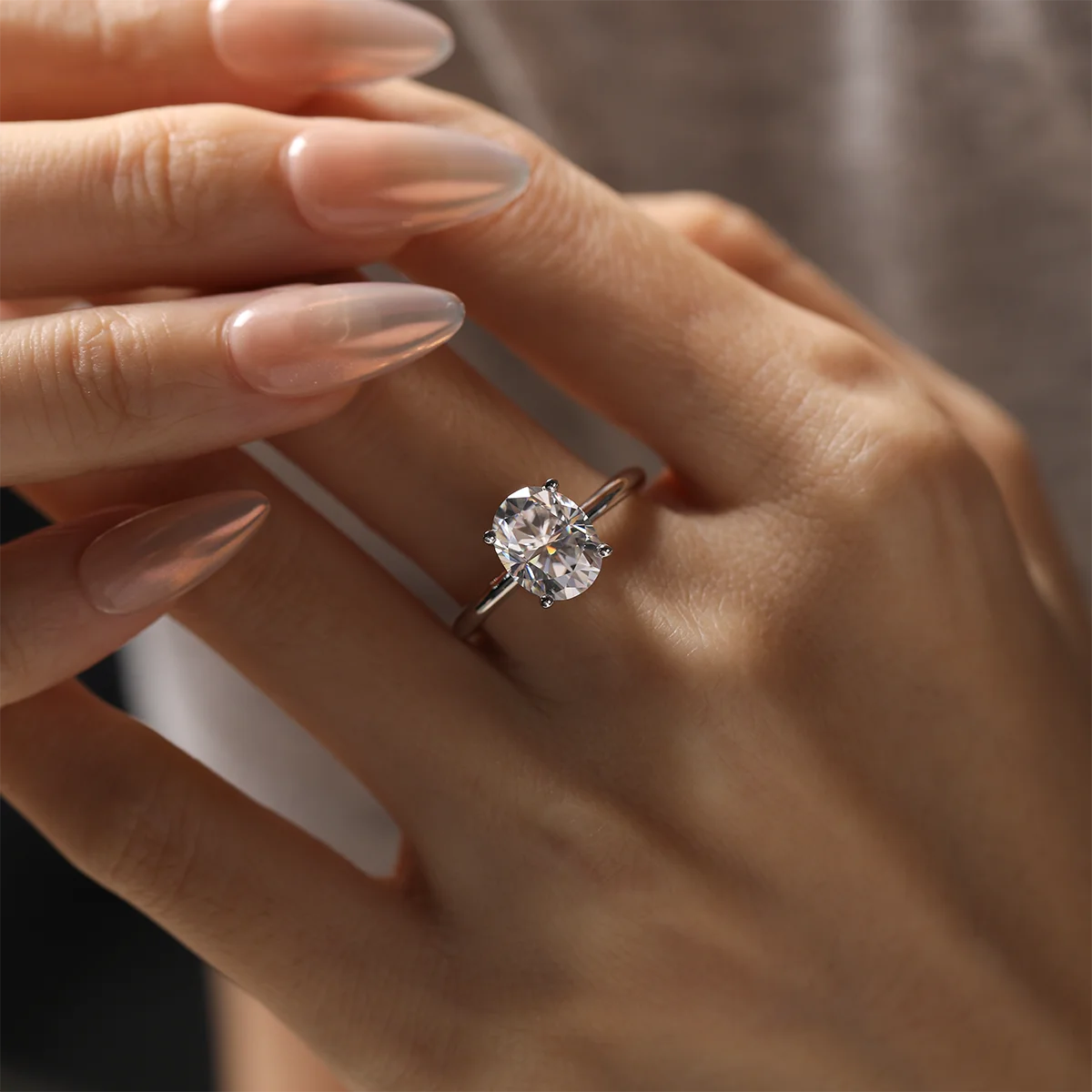 3ct pear radiant cut moissanite solitaire ring in 925 sterling silver with 18k white gold plating