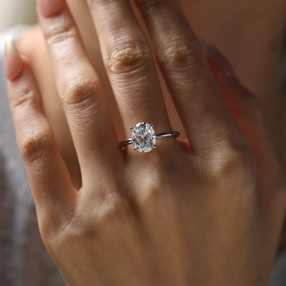 3ct pear radiant cut moissanite solitaire ring in 925 sterling silver with 18k white gold plating