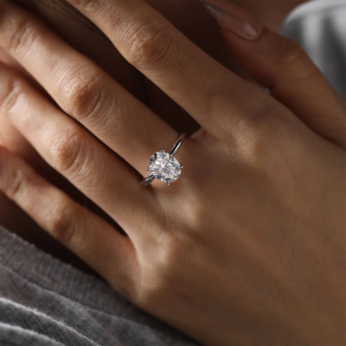 3ct pear radiant cut moissanite solitaire ring in 925 sterling silver with 18k white gold plating