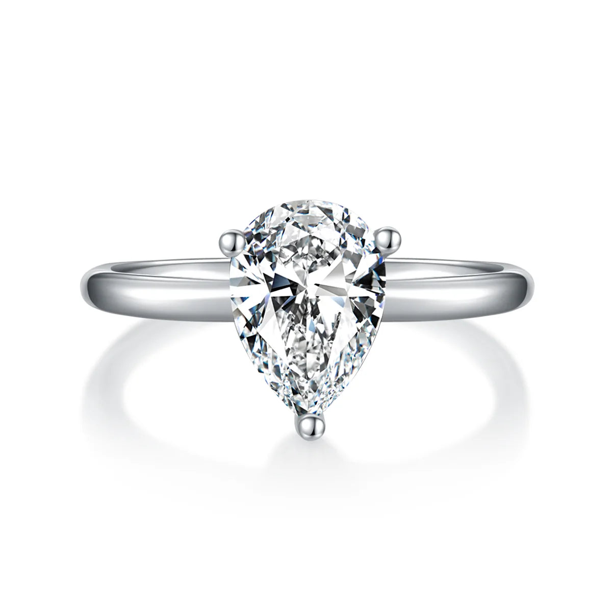 elegant 3ct pear moissanite solitaire ring, silver minimalist design