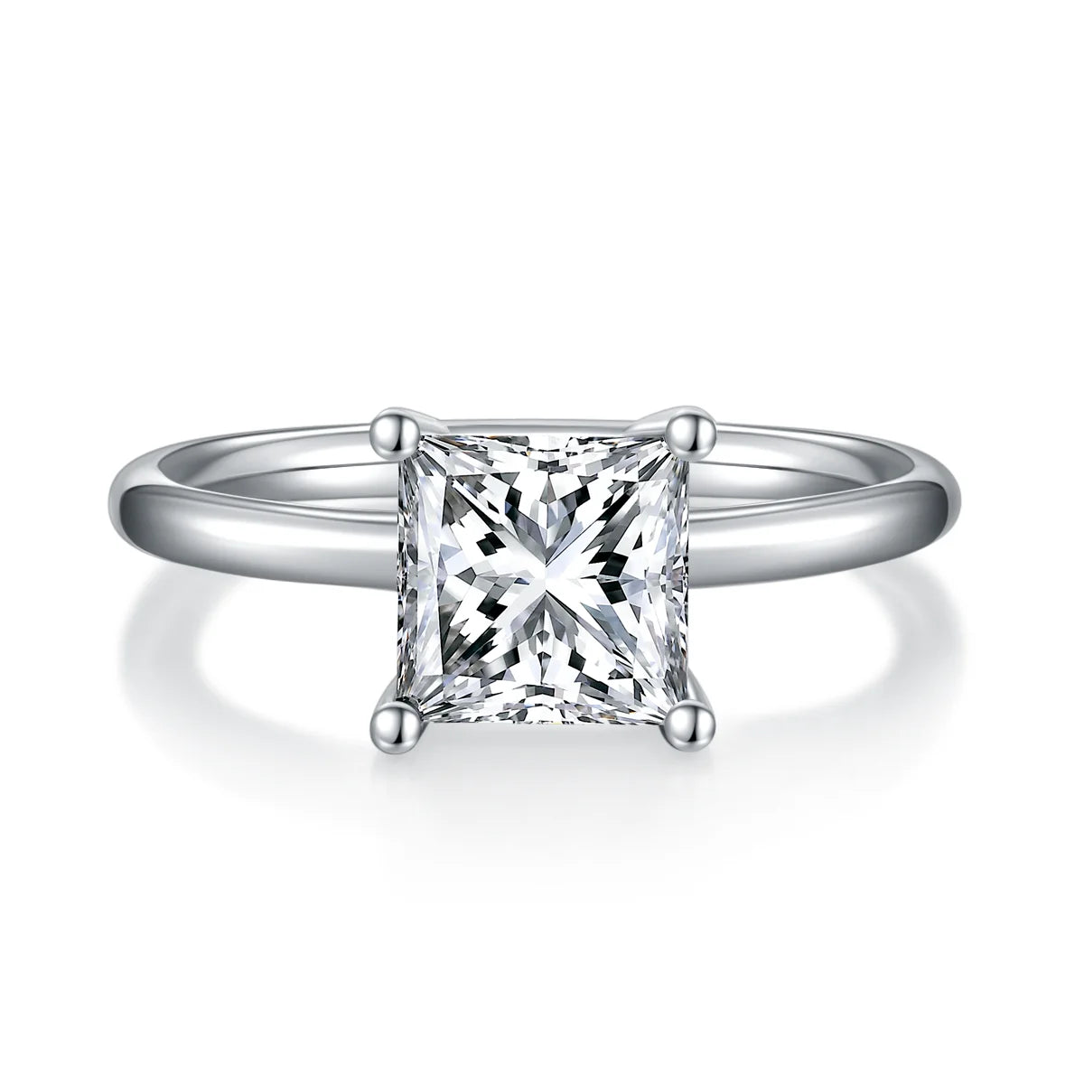 radiant cut moissanite engagement ring 2ct solitaire design in 925 sterling silver with 18k white gold plating, elegant minimalist bridal jewelry