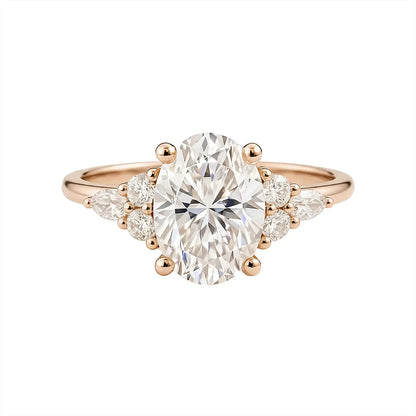 1.2ct oval lab-grown diamond ring with side stones in rose gold