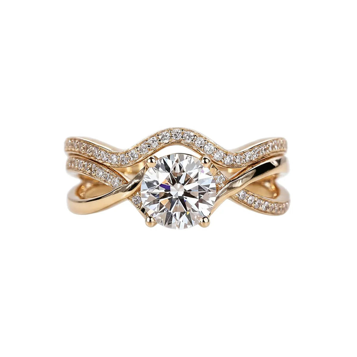 1.2ct round lab-grown diamond twist-shank engagement ring in 14K gold