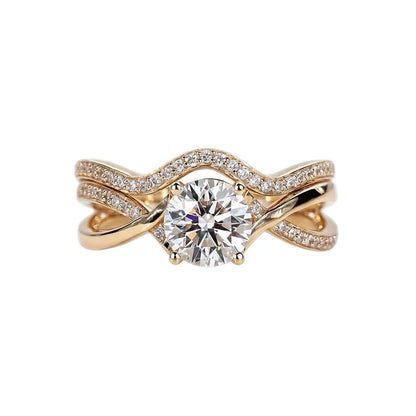 1.2ct round lab-grown diamond twist-shank engagement ring in 14K gold