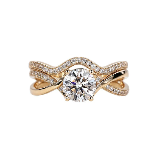 1.2ct round lab-grown diamond twist-shank engagement ring in 14K gold
