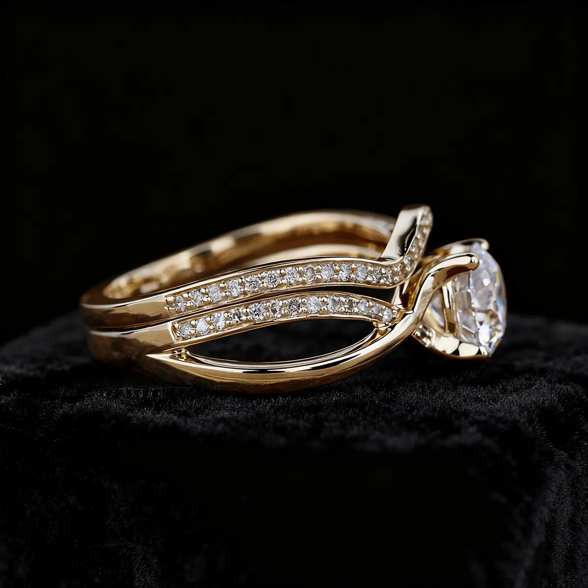 1.2ct round lab-grown diamond twist-shank engagement ring in 14K gold