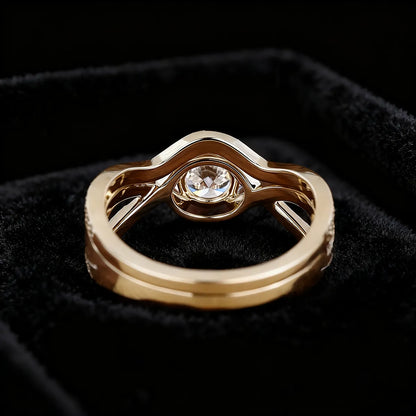 1.2ct round lab-grown diamond twist-shank engagement ring in 14K gold