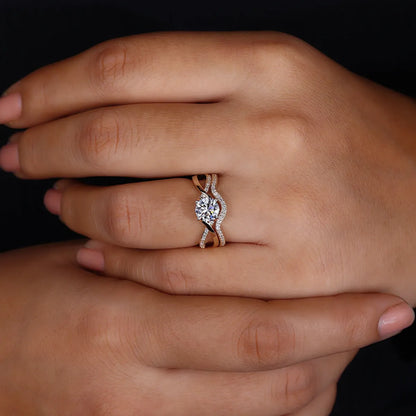1.2ct round lab-grown diamond twist-shank engagement ring in 14K gold