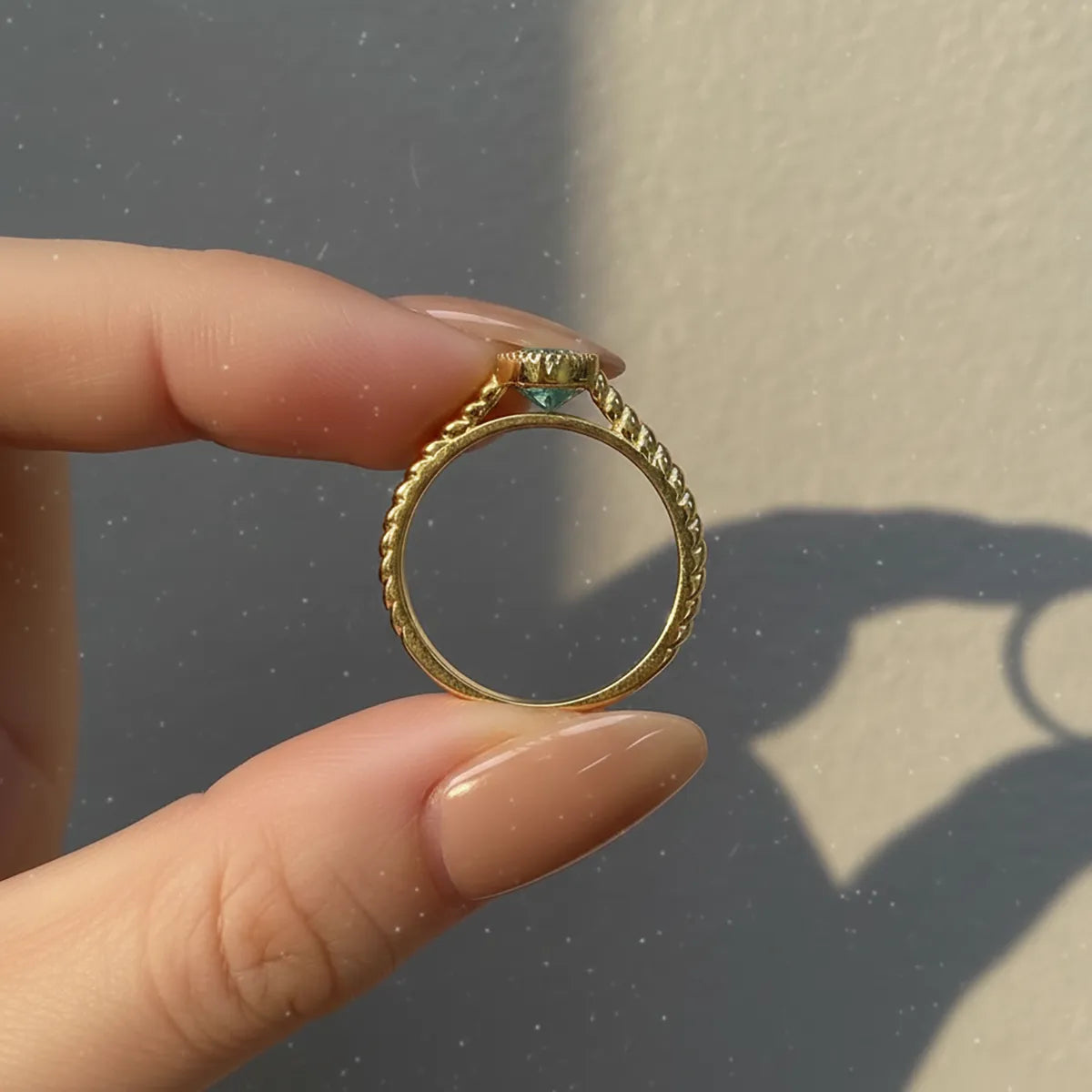 14k yellow gold marquise cut blue lab grown diamond solitaire ring