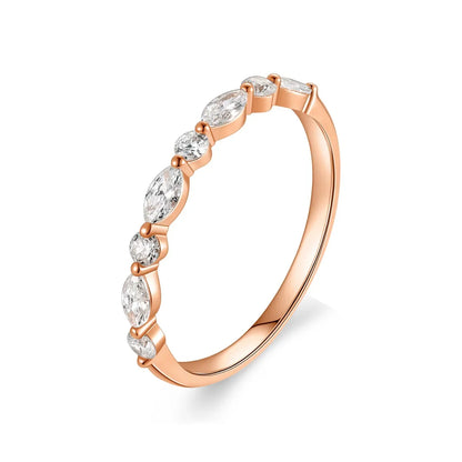 14K gold marquise cut lab grown diamond half eternity ring stacking band