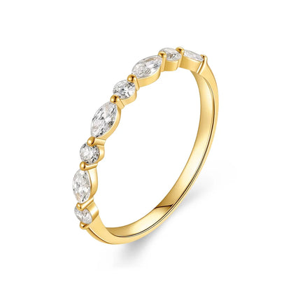 14K gold marquise cut lab grown diamond half eternity ring stacking band
