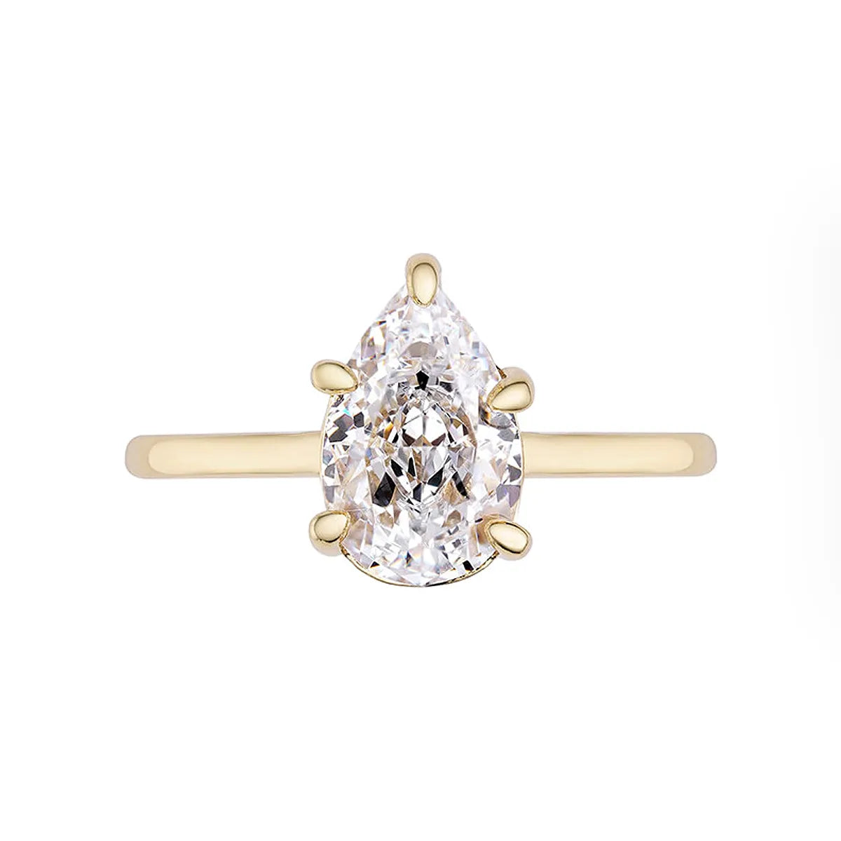 Elongated pear cut solitaire engagement ring with lab-grown diamond