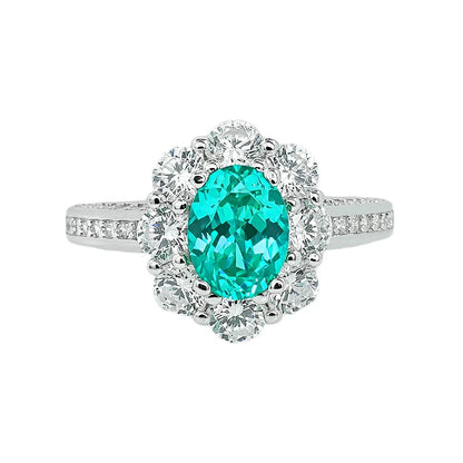 verdant halo oval ring with green lab grown diamond