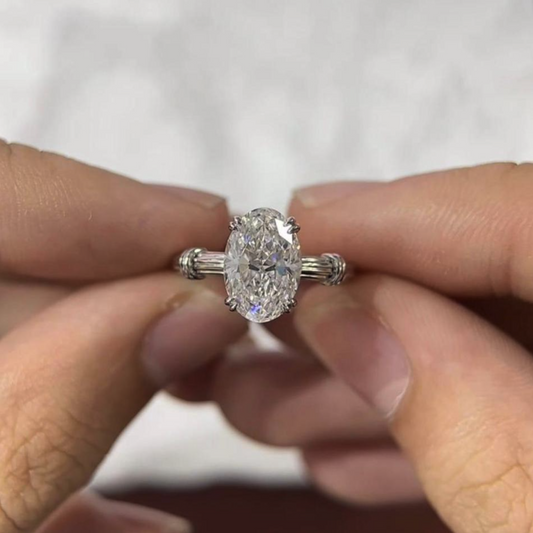 Custom 2ct Oval Cut Moissanite Engagement Ring Deposit 50%